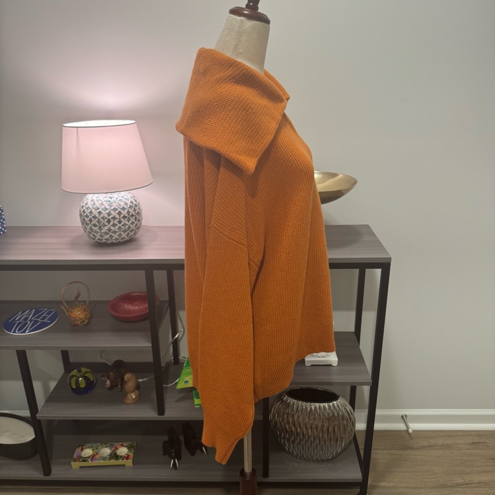 Massimo Dutti Burnt Orange Wool Blend Cowl Neck Sweater – M/L | Made in Spain - Picture 4 of 10